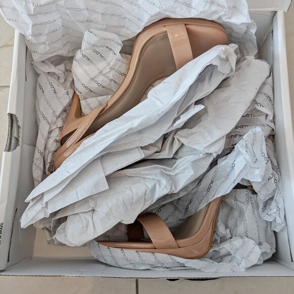 Aldo "Kat" Beige Strappy Stiletto Sandals (7.5) - Brand new in box, never worn - Picture 7 of 14